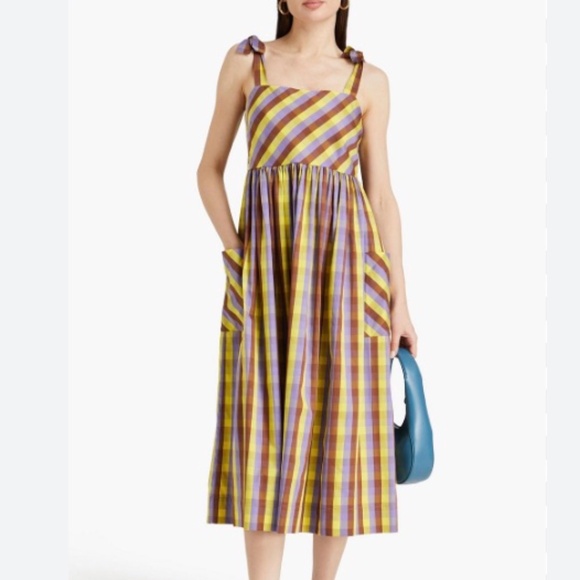 Tory Burch Dresses & Skirts - NWOT Tory Burch Tie-Shoulder Plaid Midi Dress – Size Small